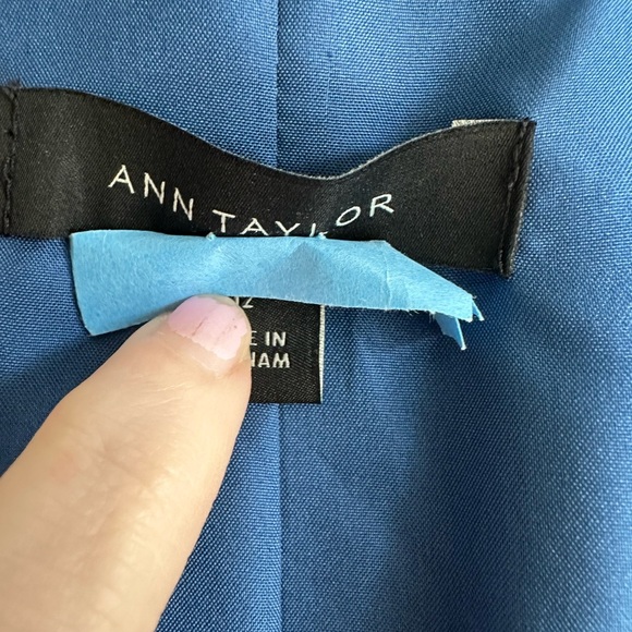 Ann Taylor Linen Chambray Blazer Size 12 Blue Jacket Office Career Internship - Picture 5 of 7